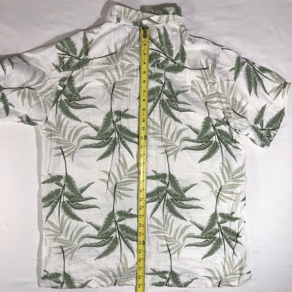 Marc Edwards Floral XL Linen Blend Hawaiian Shirt Green Palm Leaves Pattern - Picture 4 of 4